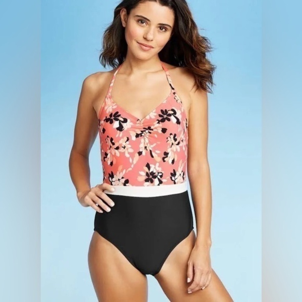 Sea Angel Floral Halter One-Piece Swimsuit Women’s size Large 12 14